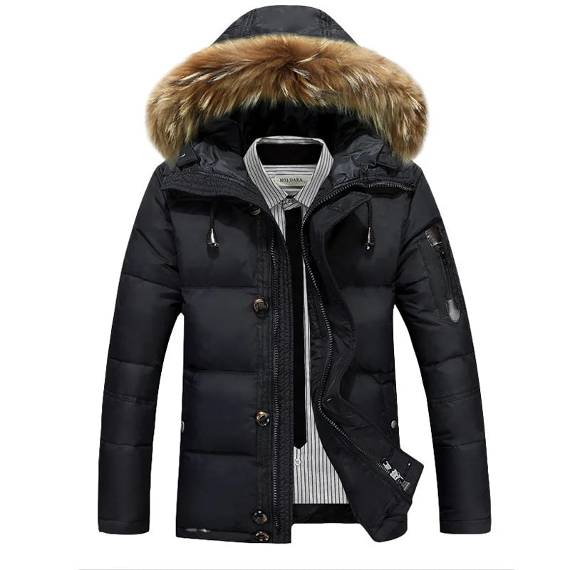 New Winter Men Hooded Fur Collar Winter Coats Casual Duck Down Coats Quality Male Windproof Waterproof Warm Down Jackets Size 3X - Steffashion