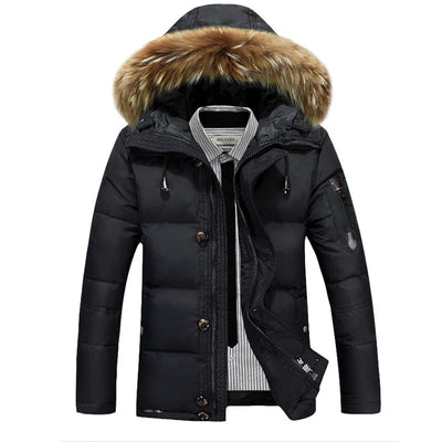 New Winter Men Hooded Fur Collar Winter Coats Casual Duck Down Coats Quality Male Windproof Waterproof Warm Down Jackets Size 3X - Steffashion