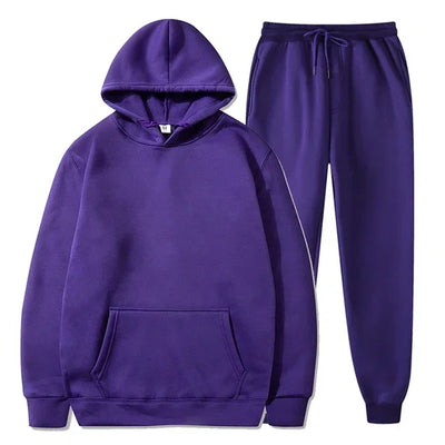 Basic Fleece Hoodies And Sweat Pants Set Men Jogger Set Wholesale Track Suit Sportswear Tracksuits Unisex Ensemble Jogging Homme - Steffashion