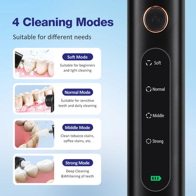 Electric Tooth Polisher 4 Modes Dental Tartar Remover Plaque Stains Cleaning Teeth Whitening Cleaner Tool Calculus Removal - Steffashion