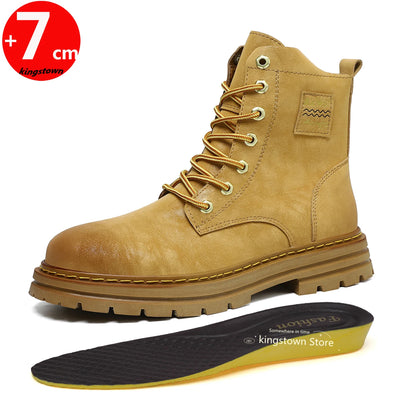 Ankel Boots Elevator Height Increase Shoes for Men Insole 7CM Adjustable Shoe Lifts Women Leather Plus Size 35-47 - Steffashion