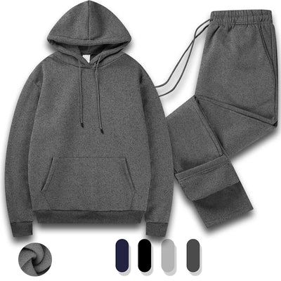 Tracksuit Men 2 Piece Set Big and Tall Long Sleeve Hooded Activewear Suits Gym Workout Training Stretchy Outfits - Steffashion