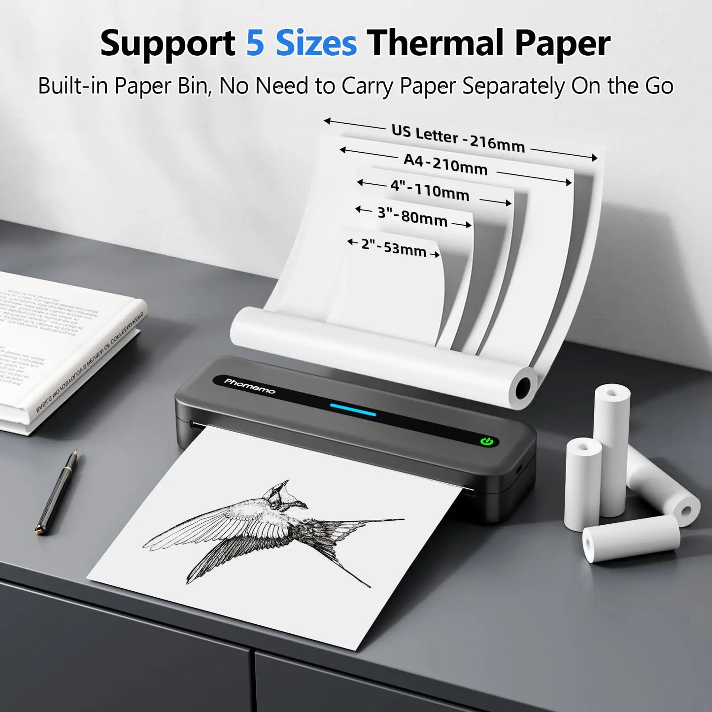 Mobile Printer for Business, Travel, Home, and Office UsePortable Bluetooth Printer