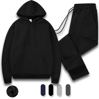 Tracksuit Men 2 Piece Set Big and Tall Long Sleeve Hooded Activewear Suits Gym Workout Training Stretchy Outfits - Steffashion