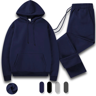 Tracksuit Men 2 Piece Set Big and Tall Long Sleeve Hooded Activewear Suits Gym Workout Training Stretchy Outfits - Steffashion
