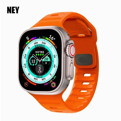 Sport Band For Apple Watch Ultra 2 Strap 49mm 45mm 40mm 44mm 42mm 41mm 44 40 mm Silicone Bracelet iWatch Series 9 8 7 6 SE 5 4 3