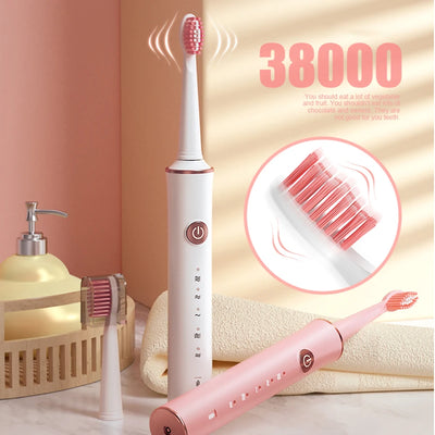 Electric Toothbrush for Adults USB Fast Charging IPX7 Waterproof 5 Speed Mode Intelligent Timing Reminder Smart - Steffashion