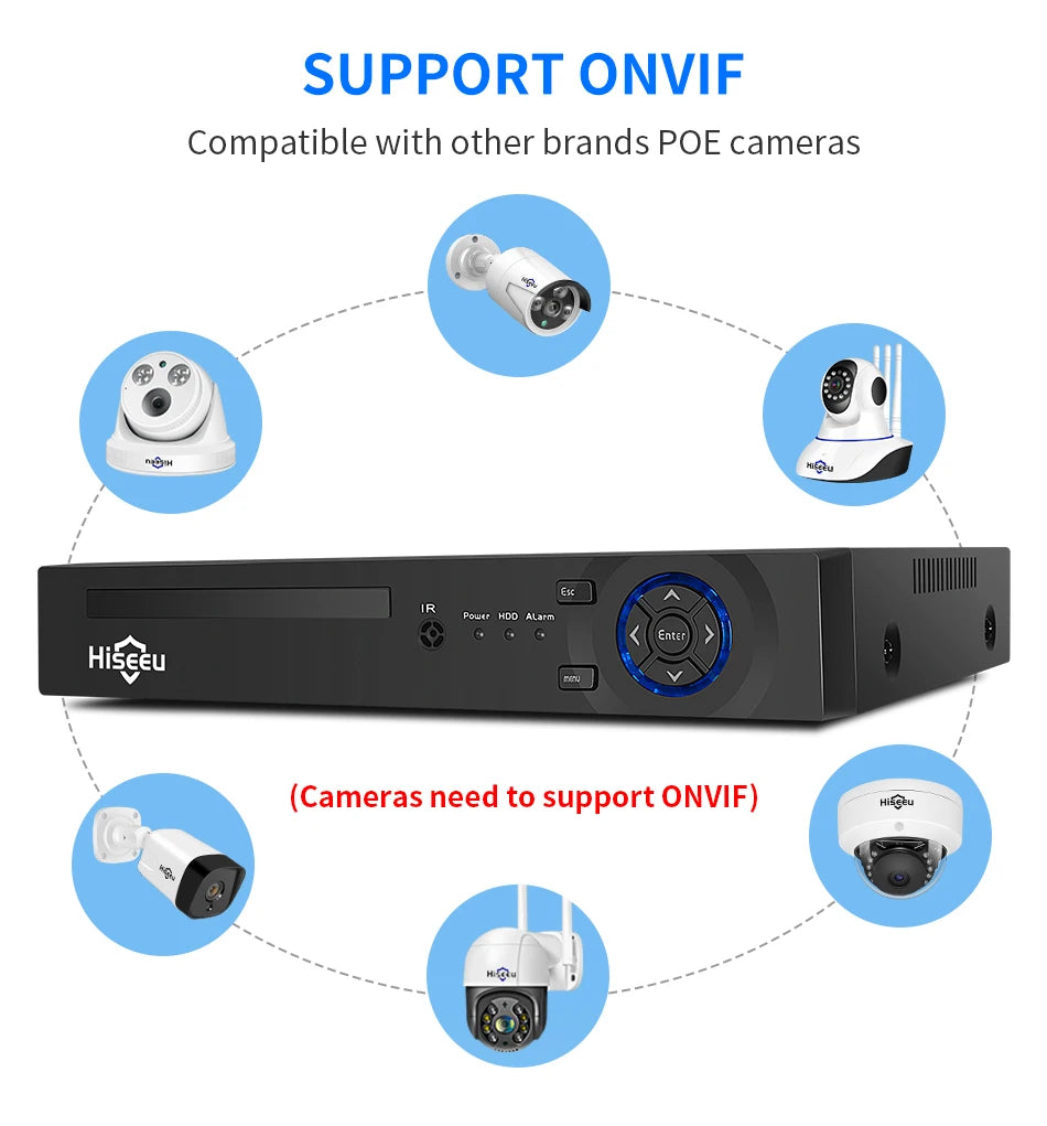 4K Hiseeu POE NVR Recorder with Two-Way Audio