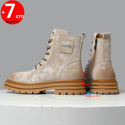 Ankel Boots Elevator Height Increase Shoes for Men Insole 7CM Adjustable Shoe Lifts Women Leather Plus Size 35-47 - Steffashion