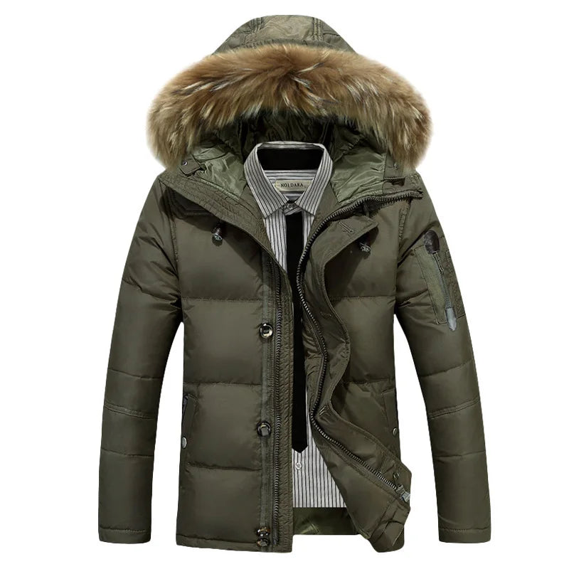 New Winter Men Hooded Fur Collar Winter Coats Casual Duck Down Coats Quality Male Windproof Waterproof Warm Down Jackets Size 3X - Steffashion