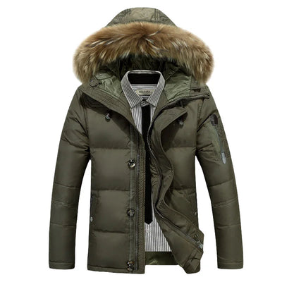 New Winter Men Hooded Fur Collar Winter Coats Casual Duck Down Coats Quality Male Windproof Waterproof Warm Down Jackets Size 3X - Steffashion
