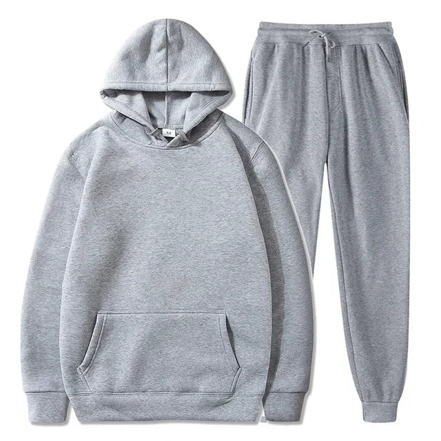 Basic Fleece Hoodies And Sweat Pants Set Men Jogger Set Wholesale Track Suit Sportswear Tracksuits Unisex Ensemble Jogging Homme - Steffashion