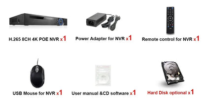 10-Channel 4K H.265 POE NVR Recorder