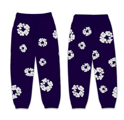 Trendy American Style Printed Hooded Sweatshirt Suit For Men Fashionable Versatile Sweatshirt Pants Set High Street Style - Steffashion