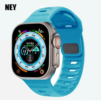 Sport Band For Apple Watch Ultra 2 Strap 49mm 45mm 40mm 44mm 42mm 41mm 44 40 mm Silicone Bracelet iWatch Series 9 8 7 6 SE 5 4 3