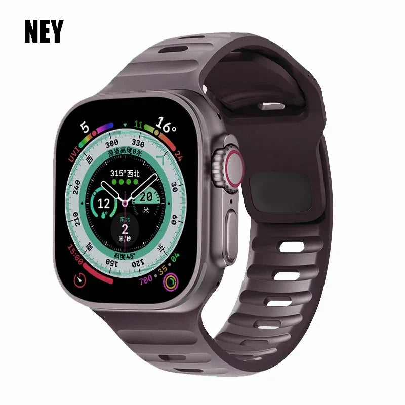 Sport Band For Apple Watch Ultra 2 Strap 49mm 45mm 40mm 44mm 42mm 41mm 44 40 mm Silicone Bracelet iWatch Series 9 8 7 6 SE 5 4 3