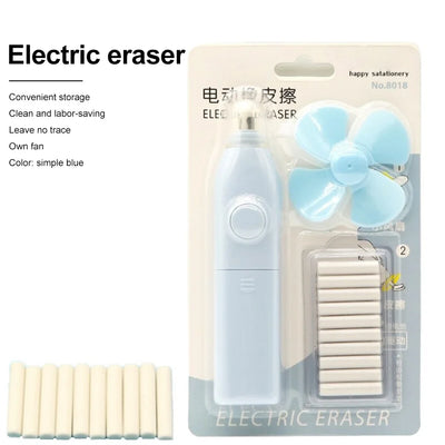 Electric Eraser For School Office for Sketch Writing Drawing Battery Powered Electric Eraser Students Stationery With mini Fan - Steffashion