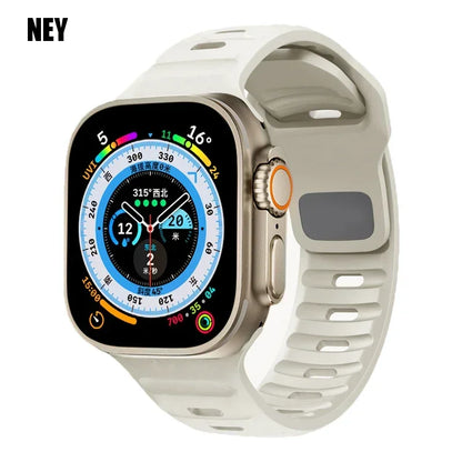 Sport Band For Apple Watch Ultra 2 Strap 49mm 45mm 40mm 44mm 42mm 41mm 44 40 mm Silicone Bracelet iWatch Series 9 8 7 6 SE 5 4 3