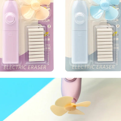 Electric Eraser For School Office for Sketch Writing Drawing Battery Powered Electric Eraser Students Stationery With mini Fan - Steffashion