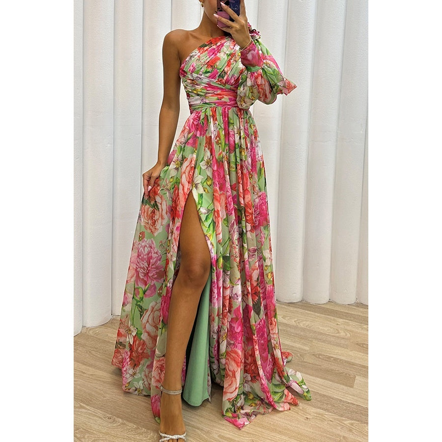 Summer New One-shoulder Long-sleeved Dress For Women