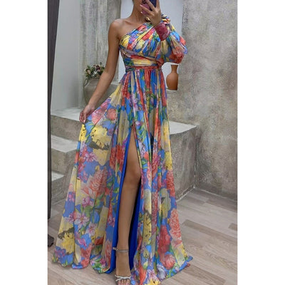 Summer New One-shoulder Long-sleeved Dress For Women