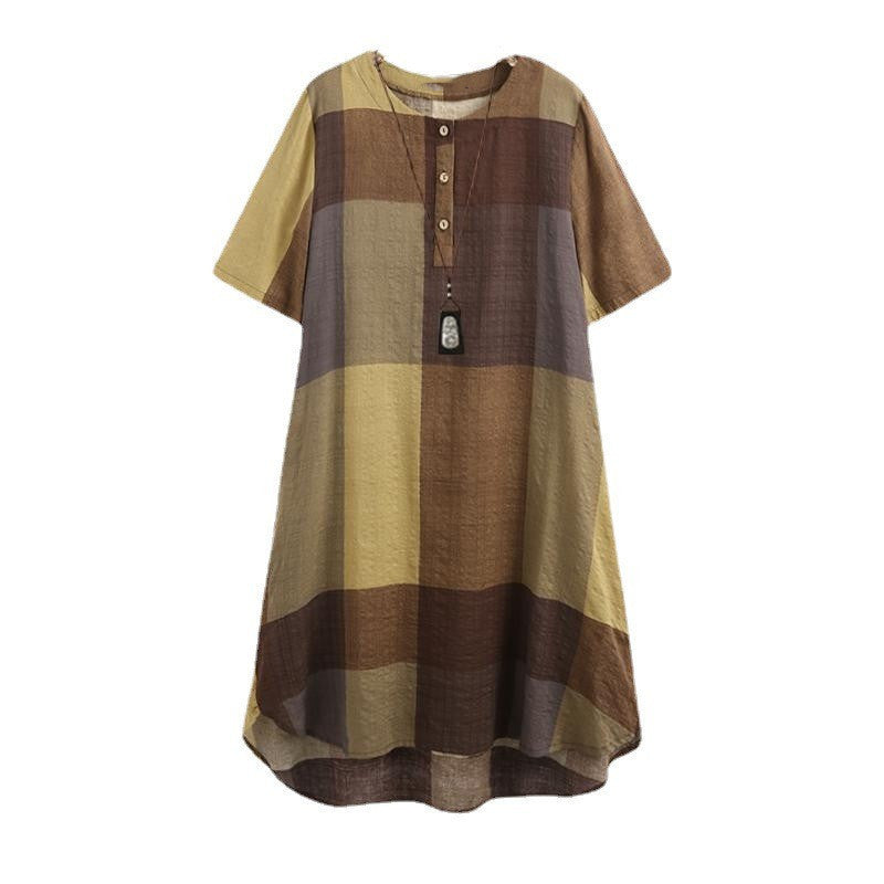 Retro Casual Plaid Printed Dress Women