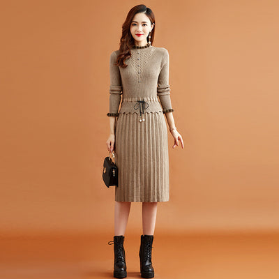 New Slim Fit Inner Wear Sweater Bottom Skirt Autumn And Winter Knitting Dress For Women