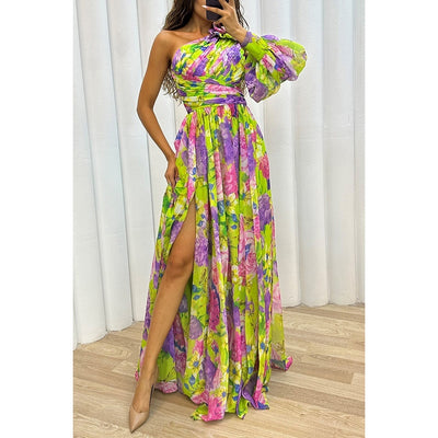 Summer New One-shoulder Long-sleeved Dress For Women